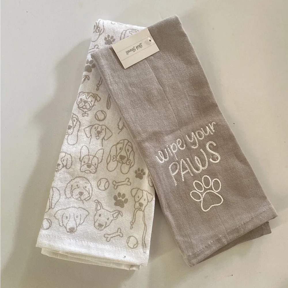 NWT Target Wipe Your Paws‎ dish towel set